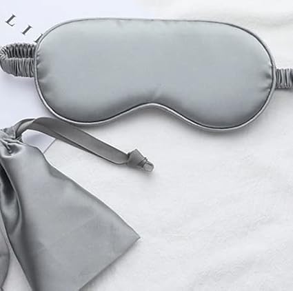 Women Imitated Silk Sleeping Mask Travel Eye Patch (Grey)