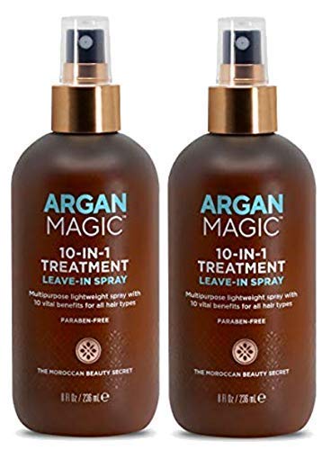 Argan Magic Hair Treatment & Stylizing Spray, 10 in 1, Made in USA, Paraben Free, Cruelty Free - 8 oz (2 Pack)