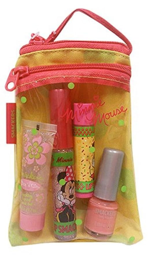 Lip Smackers Disney Minnie Mouse Lip, Face and Nail Collection in Cosmetics Bag Set, 4 Count