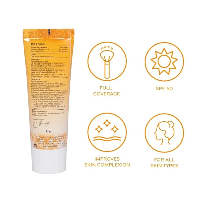 pūrlisse Youth Glow Vitamin C CC Cream SPF 50: Cruelty-Free & Clean, Paraben & Sulfate-Free, Full Coverage, Hydrates with Hyaluronic Acid | Light Medium 1.4oz