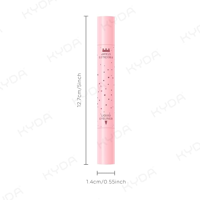 KYDA Freckle Liquid Eyeliner Pen, 2 in 1 Freckles Stamp and Black Liquid Eyeliner, Waterproof and Long lasting Soft Dot Spot Pen Realistic Fake Freckles for Natural Lifelike Sun-kissed Makeup-LIGHT
