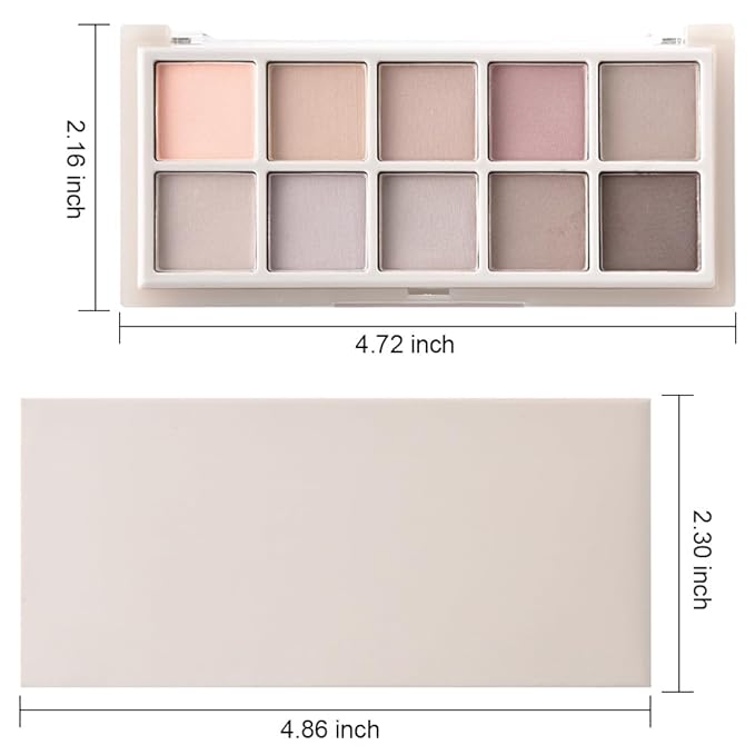 10 Color Matte Eyeshadow Palette, Neutral Taupe & Grey Brown Shades, Ultra-Blendable, Long-Lasting Natural Nude Makeup Palette for Women,Vegan & Cruelty-Free,Perfect for Everyday or Professional Looks