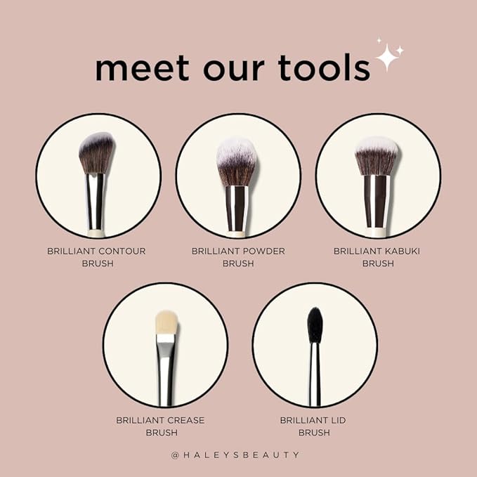 HALEYS Lid Eyeshadow Brush, Medium Flat Tapered Brush, Easy Blending and Shading for Building Eyeshadow Color, High-end Synthetic Bristles, Multi-tasking, for Cream and Powder Makeup, Vegan + CF