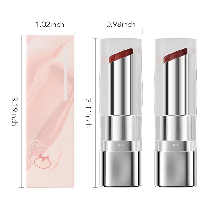 2Pcs Tinted Lip Balm Moisturizing Lipstick – Warm Orange Brown & Deep Rose Color Bean Paste Sheer Hydrating Lip Color for Dry Lips Nourishing Lip Balm for All Women with a Subtle Natural Scent