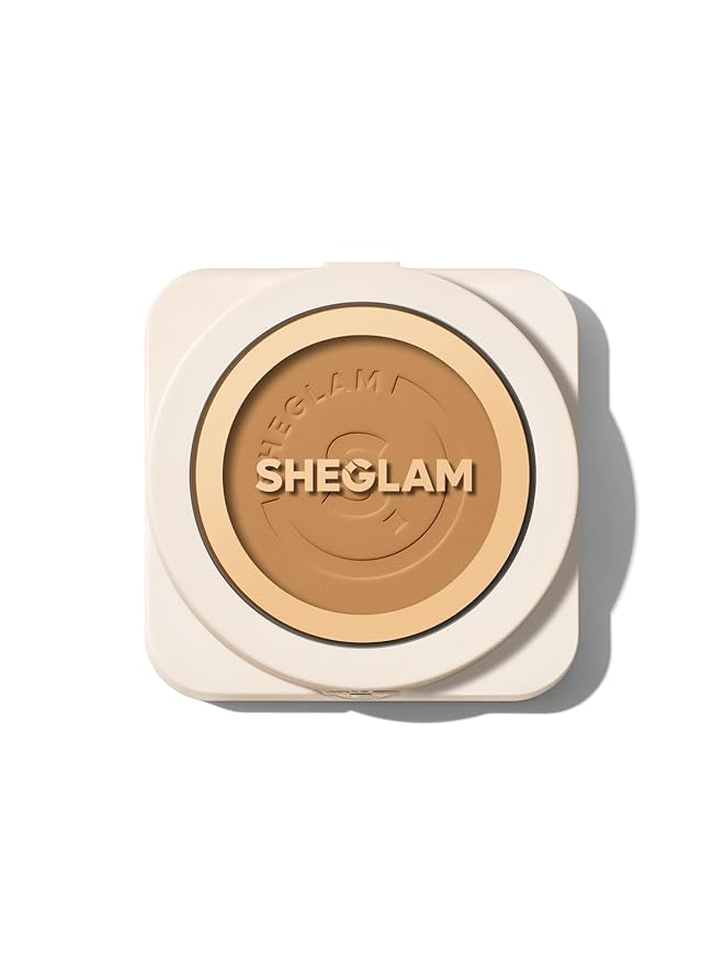 SHEGLAM SKin-Focus Full Coverage Powder Foundation Oil-Control Lightweight Face Pressed Powder Makeup-Golden