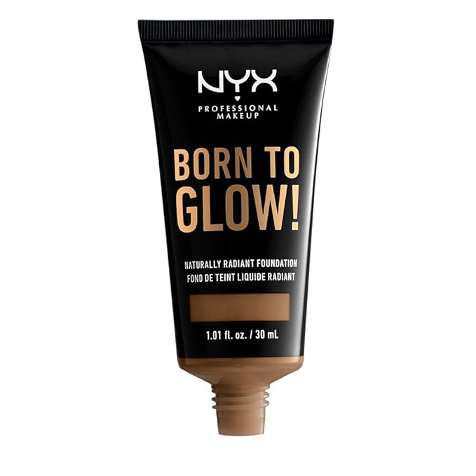 NYX PROFESSIONAL MAKEUP Born To Glow Naturally Radiant Foundation, Medium Coverage - Deep Sable