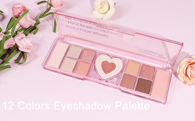 12 Colors Nude White Orange Matte Shimmer Eyeshadow Palette for Eye Makeup,High Pigmented Brown Eye Shadow Primers Powder Palet de sombras de ojos