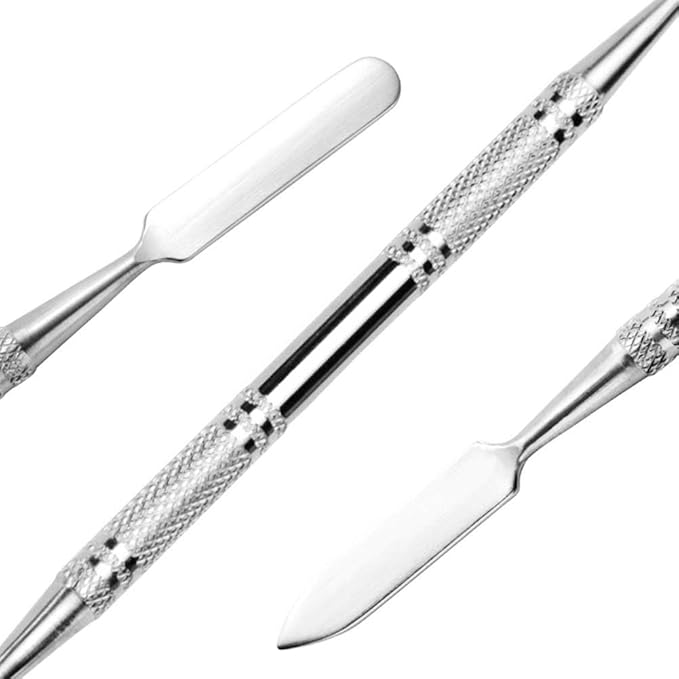 2 Pack Professional Makeup Palette, 2 Types Pro Lady Stainless Steel Cosmetic Artist Spatula with Spatula Tool for Mixing Foundation by ACKLLR, Silver