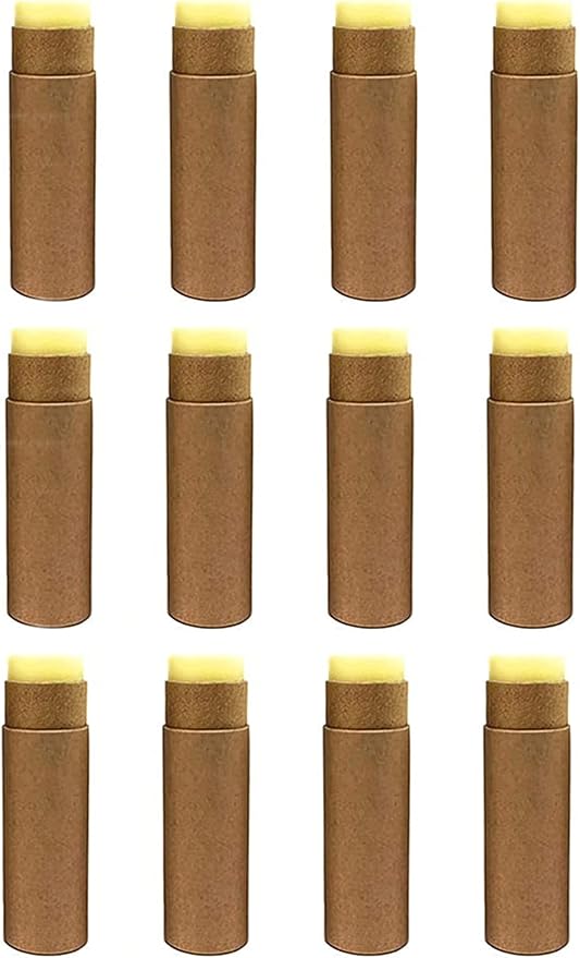 12 Pcs 0.3 Oz Paperboard Lip Balm Tubes 10ml Empty Cardboard Krafts Tubes Lipstick Tube Refillable Lip Gloss Container Solid Perfume Tubes Chapstick Container for DIY Cosmetic Samples Deodorant(Brown)