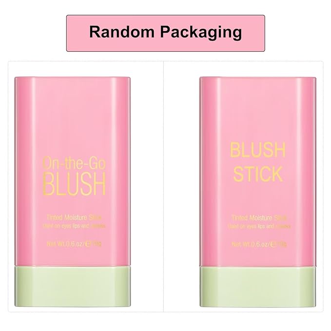 Multi-Use Makeup Blush Stick,Beauty Solid Moisturizer Stick,Waterproof Natural Nude Makeup,Tinted Solid Moisturizer Stick for Eyes Lips Cheek(1#shy pink)