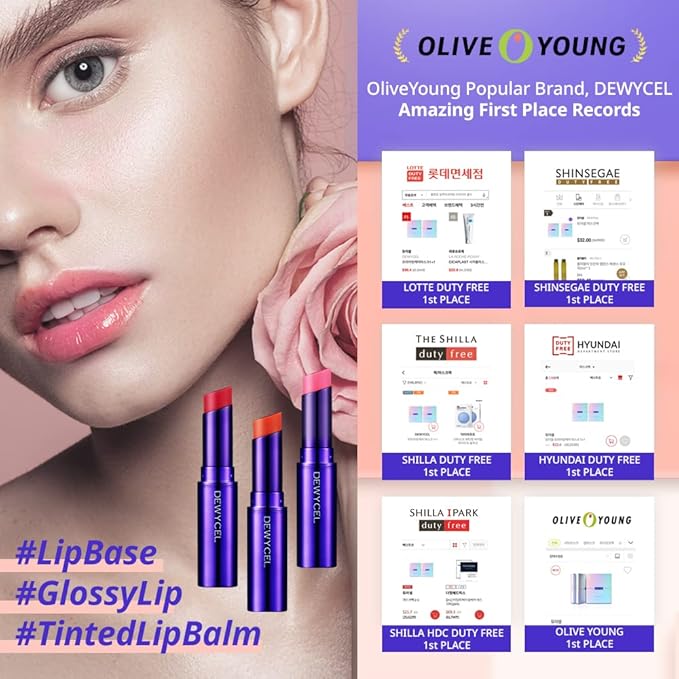 DEWYCEL TINTOURING BALM | #4 PURE RED | Non-Sticky Moisturizing & Hydrating Tinted Lip Balm for Chapped Lips | Natural Color Lip Glow Balm
