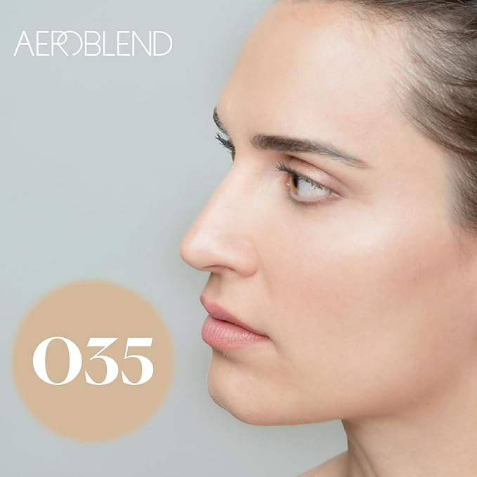 AEROBLEND Airbrush Foundation Makeup (O35) Professional, Water-Based, Buildable, Long-wearing, For all skin types, 1 oz