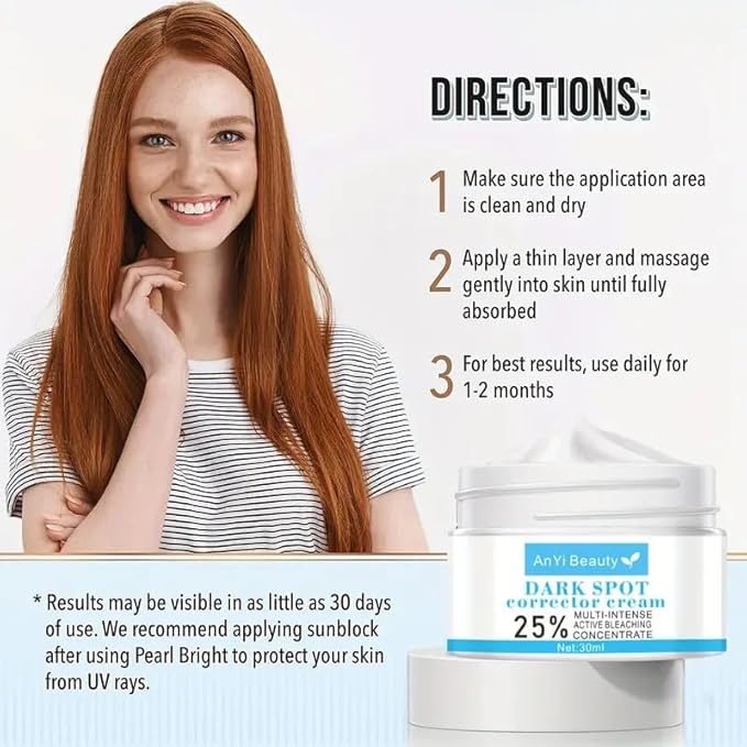 Cream for Correcting Dark Spots: Face, Body, and Sensitive Areas, Promoting Youthful Skin for Both Women and Men (1oz)