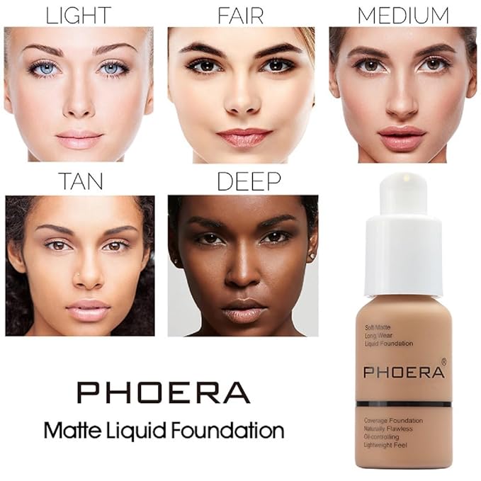 2 Pack PHOERA Foundation,Matte Oil Control Concealer Foundation Cream,PHOERA Long Lasting Waterproof Matte Liquid Foundation for Women Girls (102 Nude+104 Buff Beige)