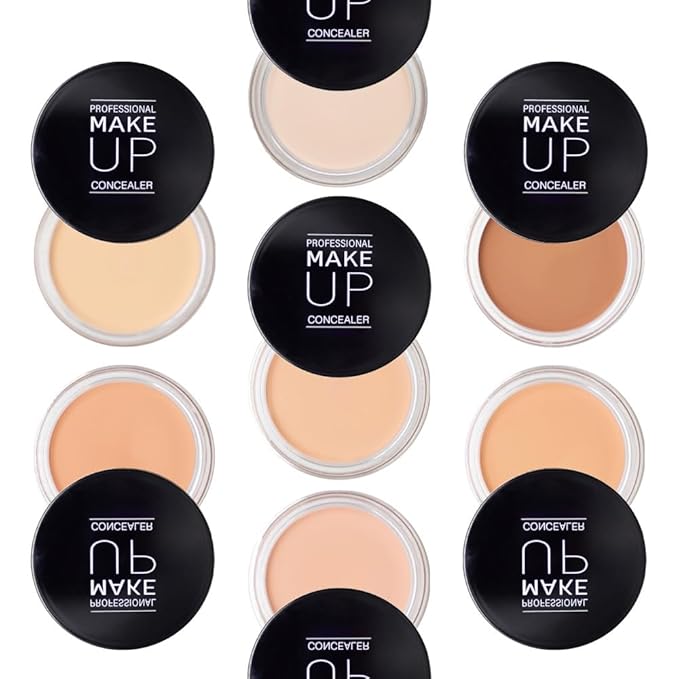 Pot Concealer with Makeup Brush Set,Tattoo Color Correcting Concealer,Full Face Color Correcting Conceal Foundation,Under Eye Concealer Brightener Dark Eye Ring corrector de ojeras (06-TAN)