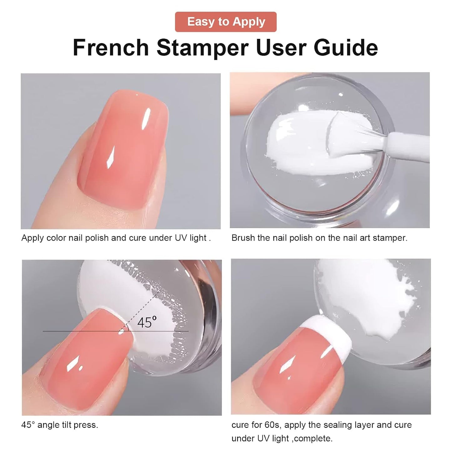 8PCS Nail Art Stamper Clear Silicone Nails Stamping Jelly with Scraper Transparent Visible Body DIY Manicure Nail Art Tool O