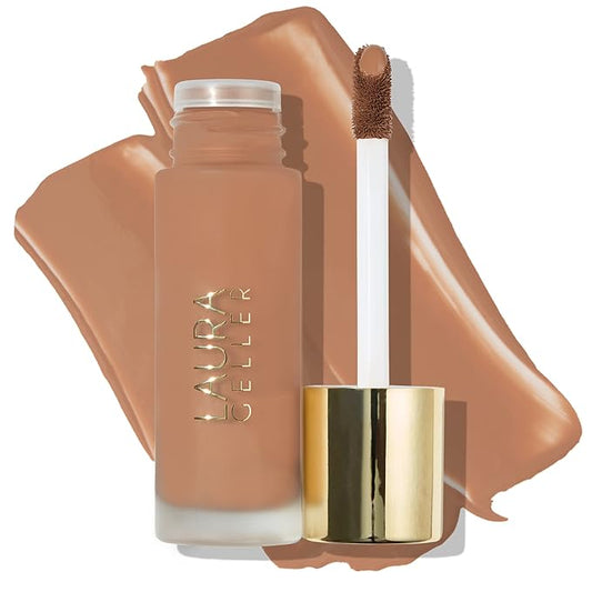 LAURA GELLER Double Take Liquid Foundation | Medium to Full Coverage, Natural Matte Finish, Tan