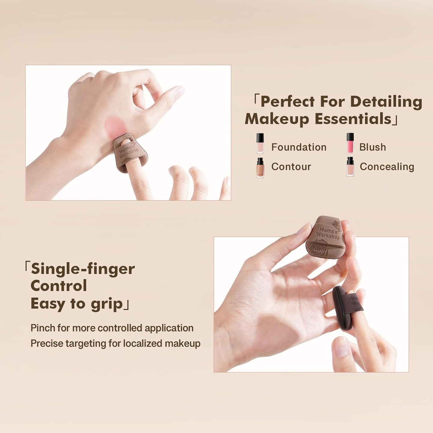 Mini Trapezoidal Makeup Sponge Set,Dual-Use Mini Rubycell Sponge for Foundation/Concealer/Blush,Soft, Even Application for Liquid & Cream Products,3pcs Mini Concealer Puffs & Storage Case