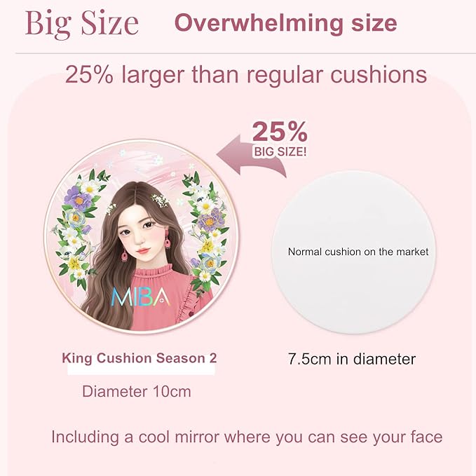 MIBA Ion Calcium Foundation Double Cushion RX 25 g / 0.88 oz Big Cushion SEASON 2 Long Lasting Effect for Dewy Skin. Skin moisturizing. Skin tightening relief. Fine coverage. Smooth adhesion (No 21)