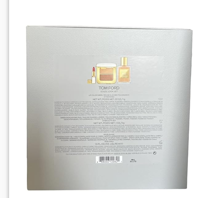 Tom Ford Soleil Look Set 3pc Soleil Shimmering Body Oil Rose Gold Highlighting Duo Reflects Gilt Paradiso Lip Color Sheer