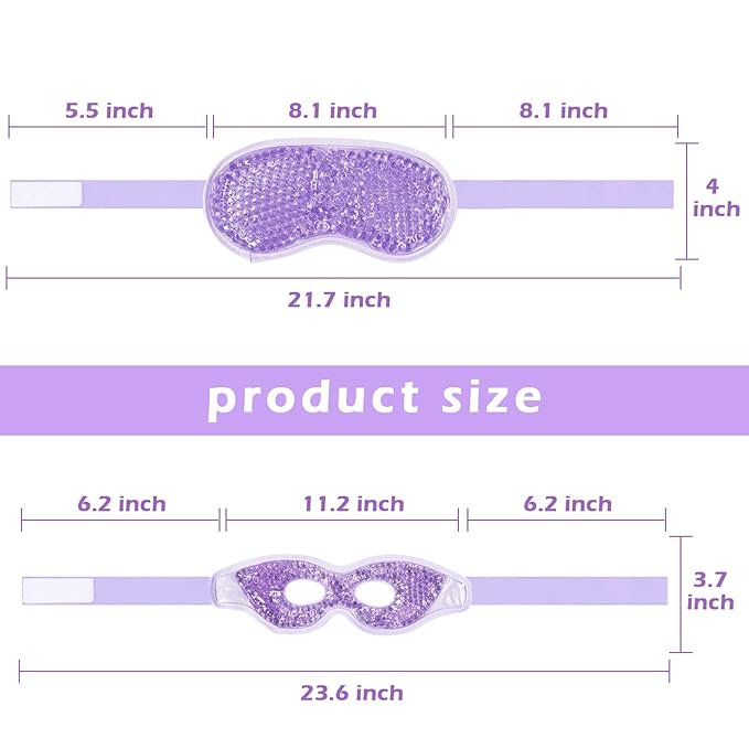 Permotary 2PCS Gel Eye Mask Reusable Hot Cold Compress Pack Eye Therapy,Therapeutic Gel Eye Spa Pad for Puffiness/Dark Circles/Eye Bags/Dry Eyes/Headaches/Migraines/Stress Relief-Pink&Purple