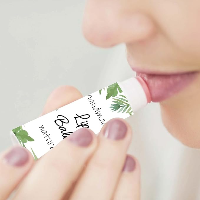 CRASPIRE 80Pcs 8 Styles Lip Balm Sticker Plant Butterfly Self-Adhesive Homemade Lip Balm Labels Vintage Square DIY Plant Label Stickers for Lip Balm Containers Cosmetics Lipsticks