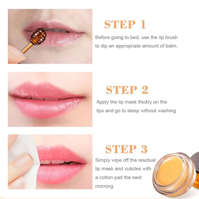 2 PCS Bee Lip Balm Honey Lip Balm Pot,Lip Exfoliating Lip Mask Hydrating & Prevention Dry and Cracked Lip Scrubs Exfoliator, Honey Lip Sleeping Mask Fade Lip Lines Bee Lip Balm
