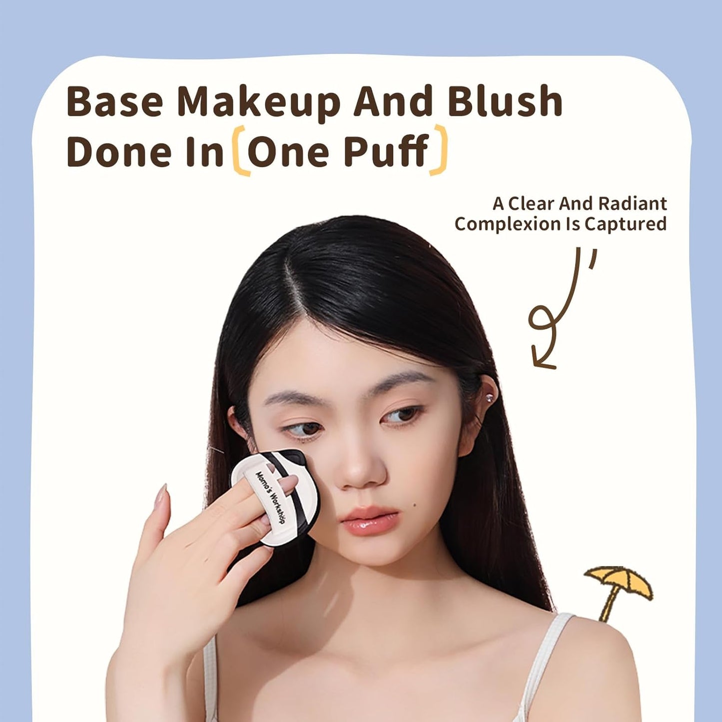 Panda Air Marshmallow Puff,Makeup Sponge,Rubycell Material,Pointed Tip for Concealer + Flat Side for Foundation, Longwear Makeup, Travel Friendly & Reusable,2pcs Puffs & Storage Case