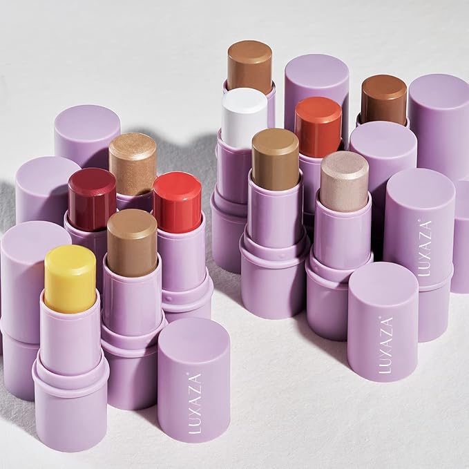 4Pcs Cream Blush Contour Highlighter Bronzer Moisturizer Stick Makeup Set #T Blush Glow3