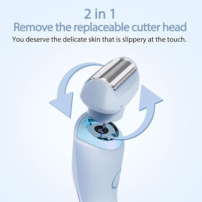 Dusk Razor for Women,Dusk Glide Pro 3.0 Razor - Bikini Portable Legs Body,2 in 1 Waterproof Electric Razors,Wet & Dry, Painless Hair Removal, Removable Head (Blue)