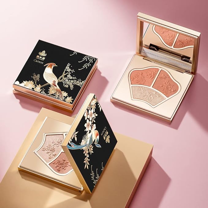 CATKIN Powder Blush Pink Nude Eyeshadow Palette Cheek Highlighter Makeup Palette (C02 Orange)