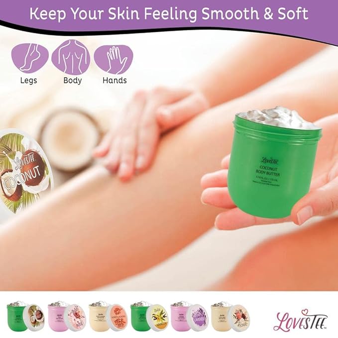 LOVESTEE Moisturizing Body Lotion, Women-Men's Christmas-Birthday Gift Set, Soothes All Skin Types includes Shea Butter, Fragrances Lavender, Vanilla, Rose, Honey Almond, Coconut and Floral
