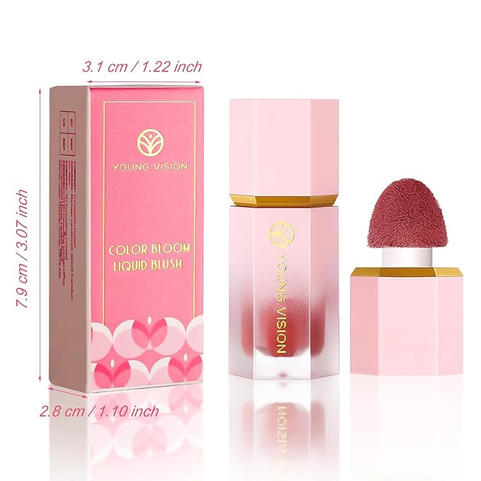 YOUNG VISION Liquid Cheek Blush -Soft Cream Rouge/Blusher Makeup, Buildable Gel-Cream Formula, Long-Wearing, Dewy Finish
