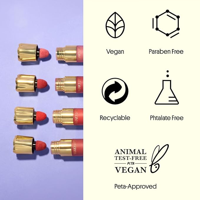 Winky Lux Cheeky Rose Liquid Blush, Gel Cream Blush Wand, Blendable & Buildable Pigment, Long Lasting Weightless Velvet Finish, Deep Coral Blush, Darling