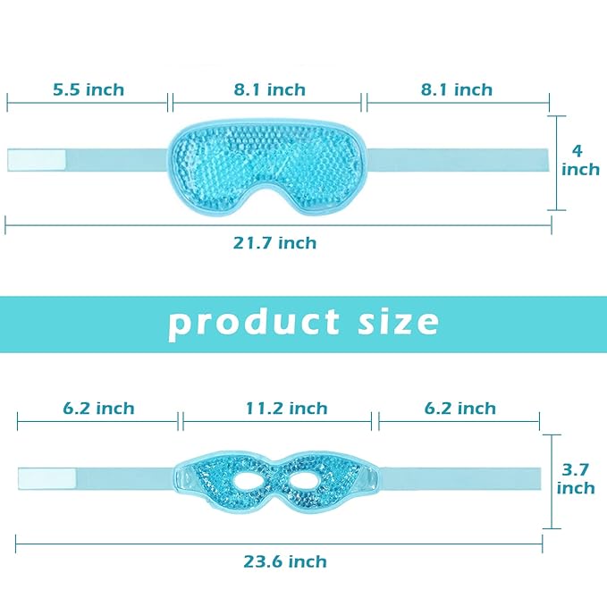 Permotary 2PCS Ice Gel Eye Mask Hot Cold Therapy Cooling Gel Beads Eye Mask,Reusable Hot Cold Compress Ice Eye Pack for Puffiness/Dark Circles/Eye Bags/Dry Eyes/Headaches/Migraines/Stress Relief