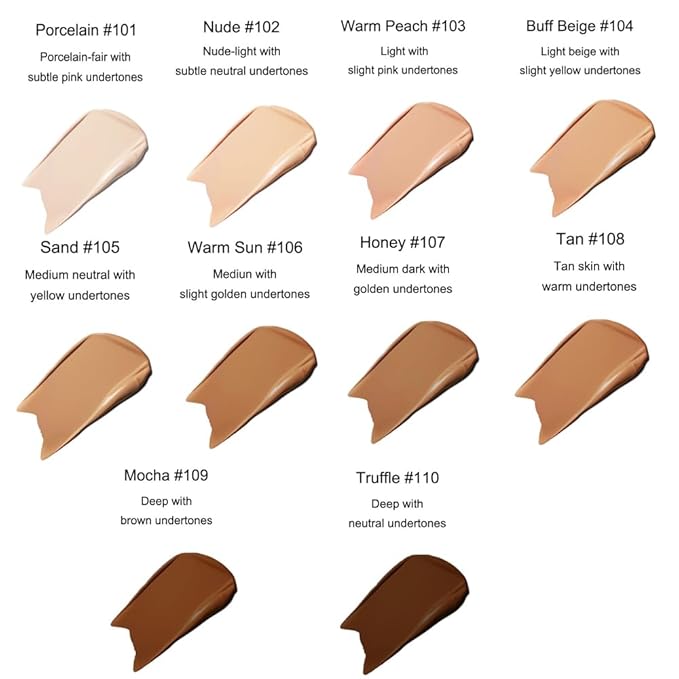 2Pcs Liquid Foundation Full Coverage 24HR Matte Oil Control Concealer 30ml (Nude & Buff Beige) with Kabuki Foundation Brush Flat Top (1pcs-109)