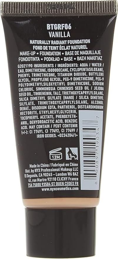 NYX PROFESSIONAL MAKEUP Born To Glow Naturally Radiant Foundation, Medium Coverage - Vanilla