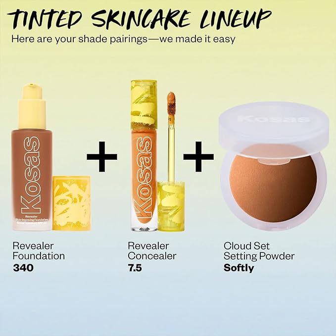 Kosas Revealer Skin-Improving Foundation with SPF 25 Protection - Hydrate, Brighten, Soothe, Plump, Protect Skin - Smoothing Texture, Natural Finish and Clean Formula - Medium Deep Neutral Warm 340