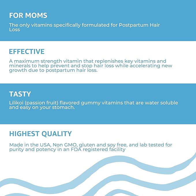 Baby Blues Postpartum Hair Loss Vitamins - Full Hair Cycle Pack - with Biotin, Collagen, & Folate