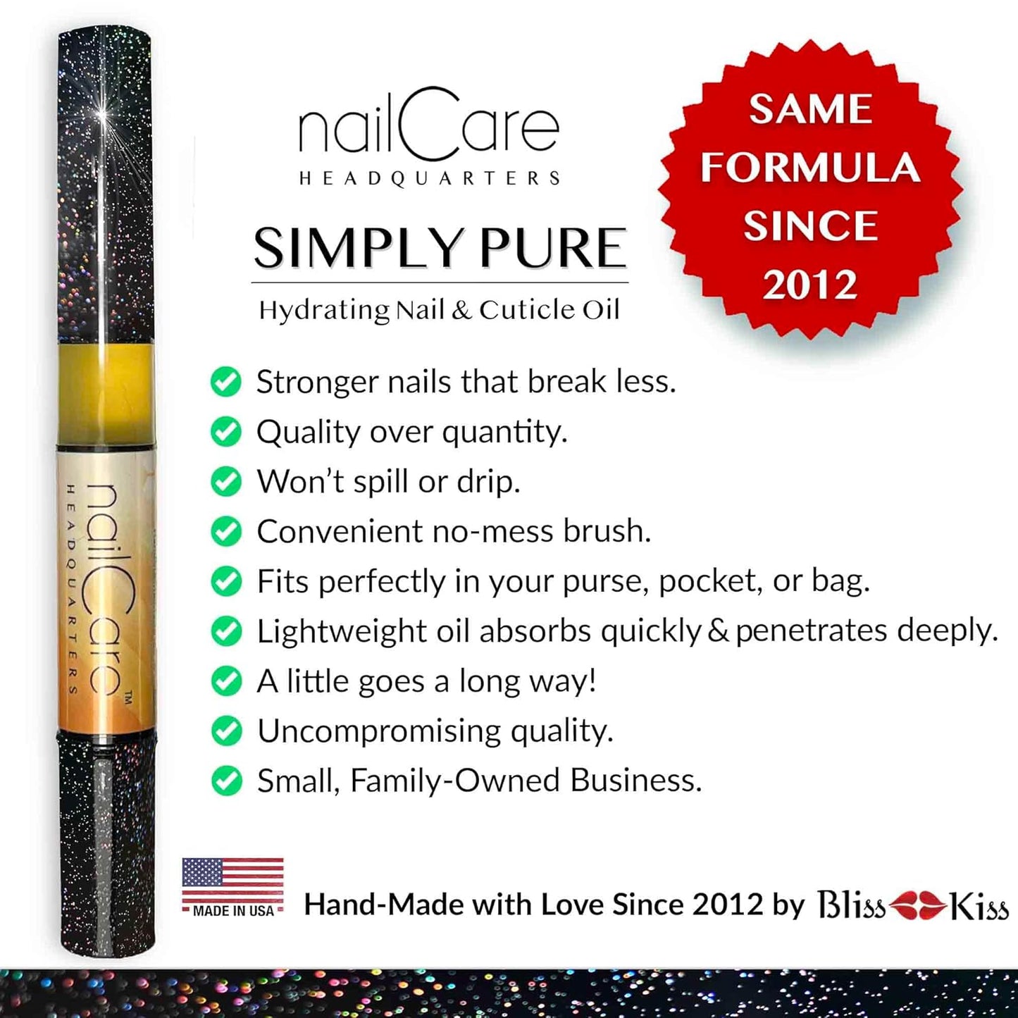 Nail Care Headquarters Simply Pure Cuticle Oil Pen for Nails - Nail Strengthener & Growth Serum for Damaged Nails, Hangnails w/Jojoba cuticle oil—Milk & Honey Fragrance