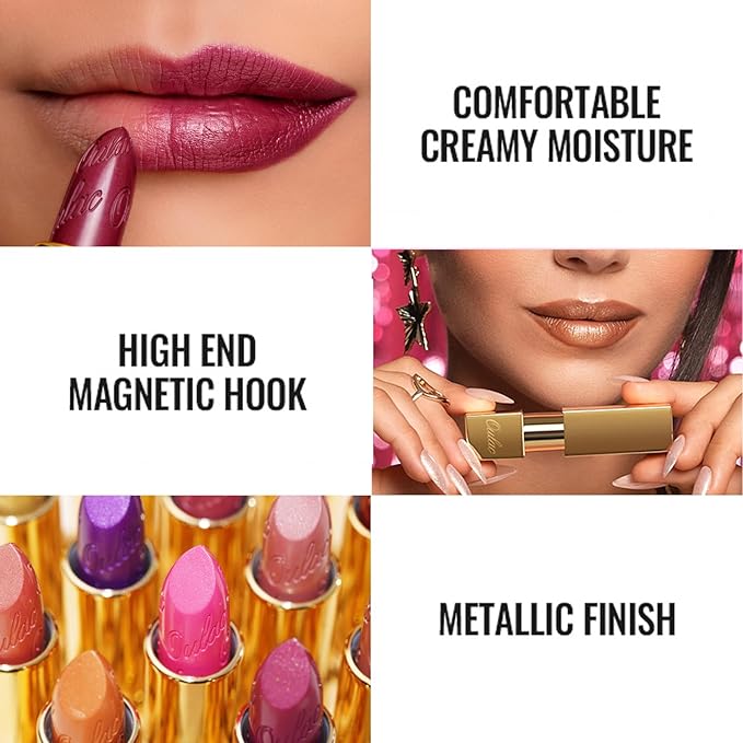 Oulac Lipstick & Lipliner Set 3PCS High Impact Lipcolor with Moisturizing Formula, Vegan Beauty, Full-Coverage Lip Color, Gift Lipstick for Women, 03+08+24