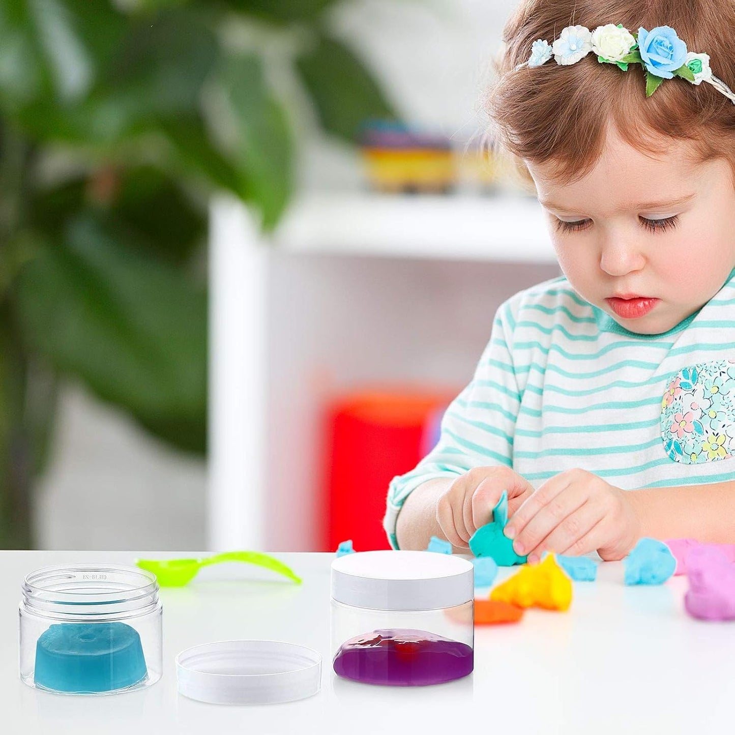 Patelai 4 Pieces Round Wide-mouth Leak Proof Plastic Container Jars with Lids for Travel Storage Makeup Beauty Products Face Creams Oils Salves Ointments DIY Making(6 Ounce,White)