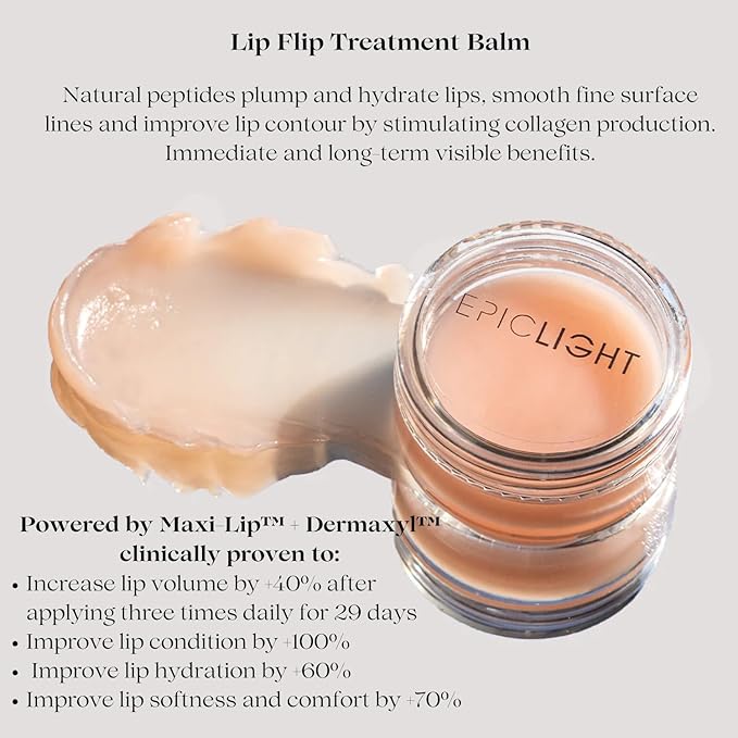 EpicLight Lip Flip Treatment Balm - Lip Balm and Plumper - Peptide Treatment for Lips Volume & Hydration - Plump, Smooth, and Moisturize Lips - Paraben & Sulfate-free, Non-Toxic Makeup