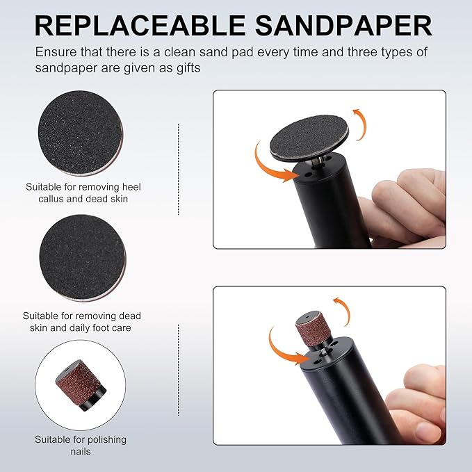 Electric Foot Callus Remover, Adjustable Speed Rechargeable Foot Sander Pedicure Tools for Feet Dead Skin with Sandpaper Disk and Nail Drill Bits,Equipped with Digital Display(Obsidian)