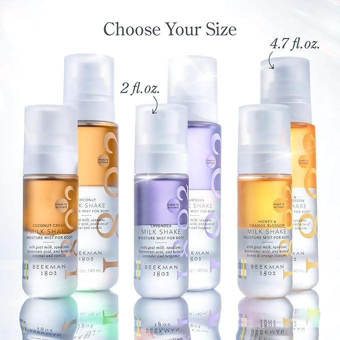 Beekman 1802 Lavender Milk Shake - Body Mist - 4.7 fl. oz - With Hyaluronic Acid & Jojoba Oil - Instantly Moisturizes, Hydrates & Softens - Good for Sensitive Skin - Cruelty Free