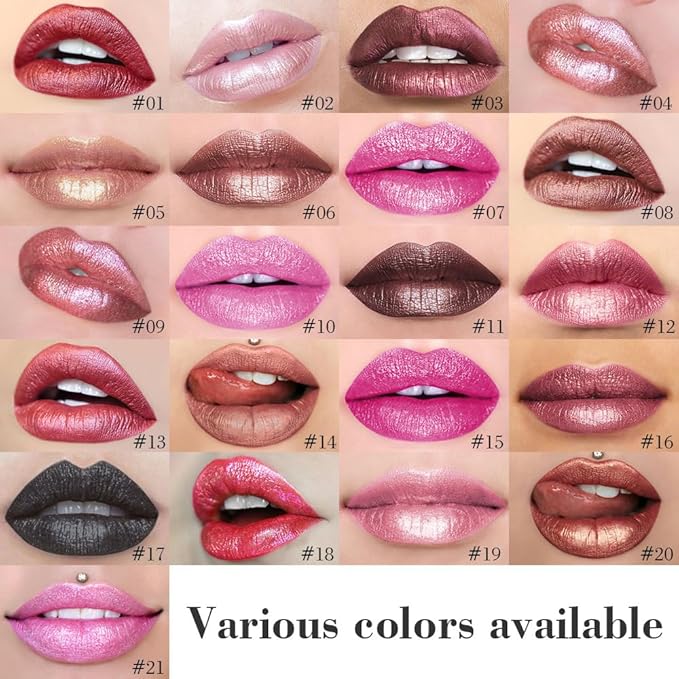 evpct Light Pink Metallic Shimmer Lip Liner and Lipstick Combo Lip Gloss Stain Set Makeup for Women Long Lasting Waterproof 24, Light Voilet Frosted Metallic Glitter Glossy Iridescent Liquid Lipstick