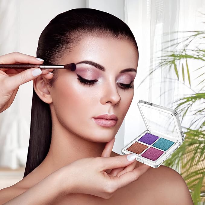 Beaupretty 4 Pieces Empty Eyeshadow Pallet 4 Grids Eye Shadow Lipstick Storage Case Box Clear Makeup DIY Cosmetic Organizer Container