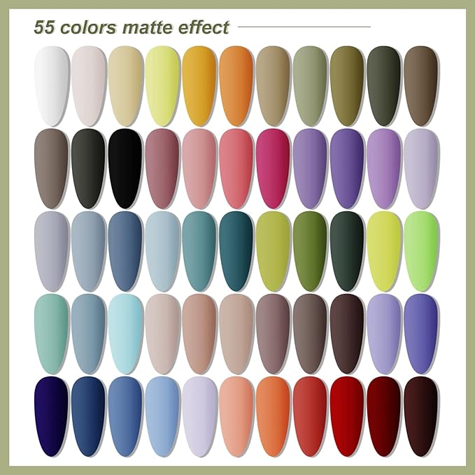 JODSONE 60 PCS Gel Nail Polish Kit with U V Light 55 Colors No Wipe Beautiful Colors Nail Gel Polish Base Top Coat Manicure Gifts for Salon and at Home