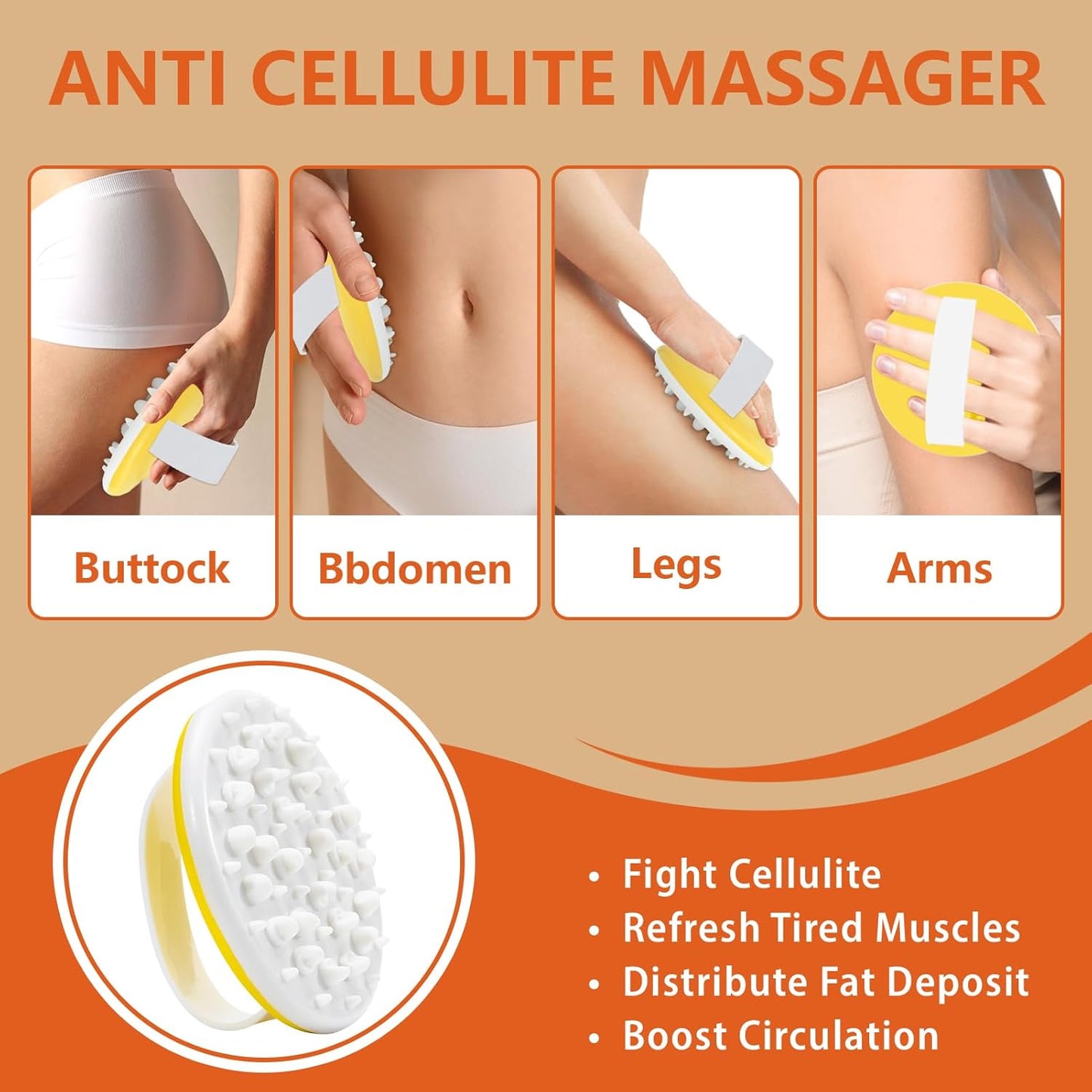 Anti Cellulite Massage Oil & Hot Cream Set with Massager, Natural Cellulite Remover, Oil & Massager for Legs Arms and Butt, Firm, Tighten & Moisturize Skin Soothes Muscles (8 Fl Oz)