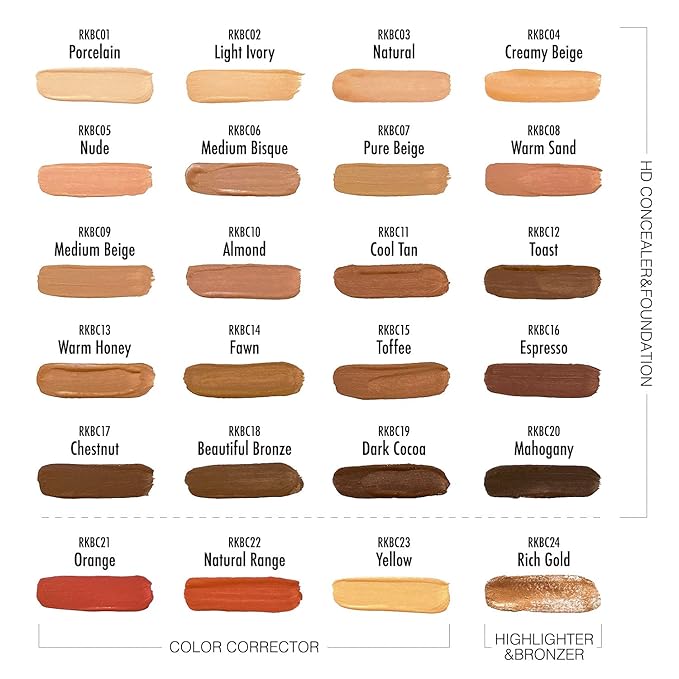 Ruby Kisses HD Concealer & Foundation Flawless Full Cover Brush Face Makeup (Yellow Corrector)